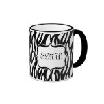 Funky Black/White Zebra Monogram mugs
