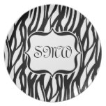 Funky Black/White Zebra Monogram plates