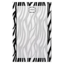 Funky Black/White Zebra Monogram Customized Stationery