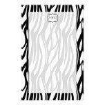 Funky Black/White Zebra Monogram stationery