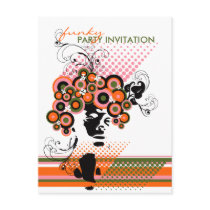 Funky Bloom Hair *01 Party Invitation Postcard