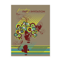 Funky Bloom Hair *02 Party Invitation Postcard
