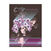Funky Bloom Hair *03 Party Invitation Postcard