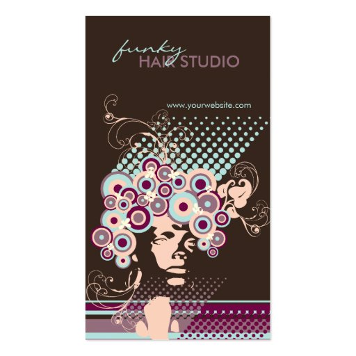 Funky Bloom Hair Floral Mod Circles Retro Abstract Business Card (front side)