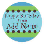 Funky Blue and Green Boys Birthday Sticker
