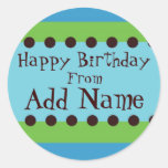 Funky Blue and Green Boys Birthday Sticker