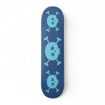 Funky Blue Cartoon Skulls Skateboard Deck