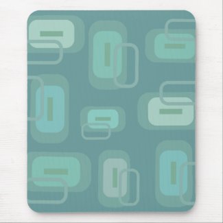 Funky Blue Green Retro Rectangles mousepad
