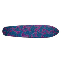 Funky Blue & Purple Retro Circles Skateboard
