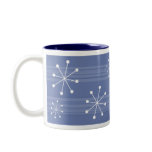 Funky Blue Striped Snowflakes Holiday Mug