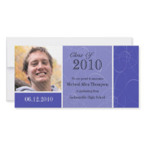 Funky Blue Swirl Graduation Photo Card