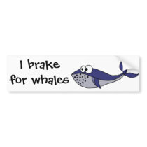 Funky Blue Whale Cartoon Design Bumper Stickers
