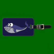 Funky Blue Whale Cartoon Design luggage tags
