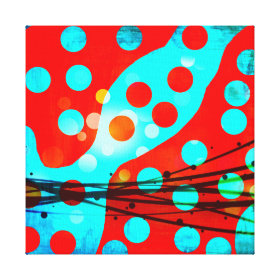 Funky Bold Red Blue Abstract Polka Dots Design Canvas Print