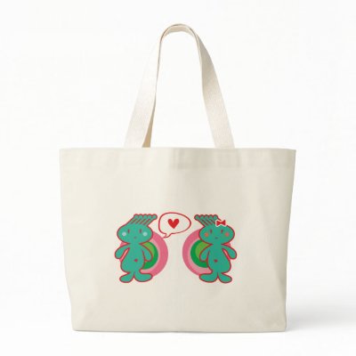 Funky Boy Loves Girl Cute Fun Custom Tote Bag by fat_fa_tin