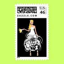 Funky Bride postage stamps by wedding_tshirts Funky Bride postage stamps