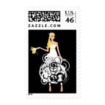 Funky Bride postage stamps