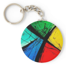 Funky Bright Abstract Art Painting Keychains