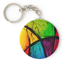 Funky Bright Abstract Art Painting Key Chain