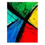 Funky Bright Abstract Art Painting Post Cards