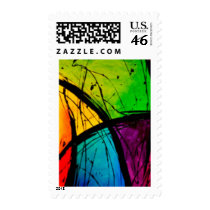 Funky Bright Abstract Art Painting Postage