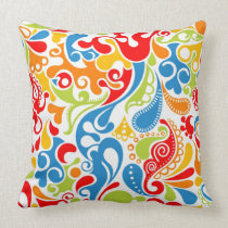 funky bright abstract swirly swirls  pattern throw pillows