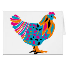 Funky Bright Chicken Greeting Cards