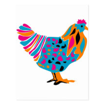 Funky Bright Chicken Postcards