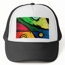 Funky Bright Colors Abstract Art hats