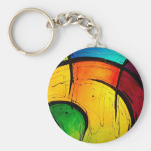 Funky Bright Colors Abstract Art Keychain