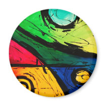 Funky Bright Colors Abstract Art Magnets