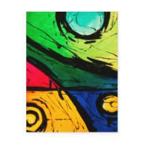 Funky Bright Colors Abstract Art postcards