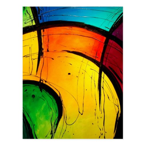 Funky Bright Colors Abstract Art Postcard Zazzle