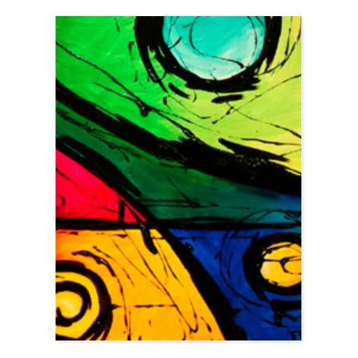 Funky Bright Colors Abstract Art Postcards