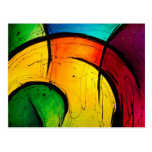 Funky Bright Colors Abstract Art Postcards