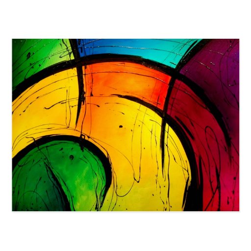 Funky Bright Colors Abstract Art Postcard Zazzle