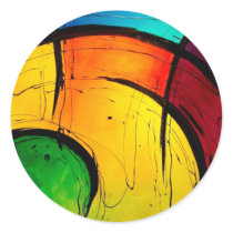 Funky Bright Colors Abstract Art Round Sticker