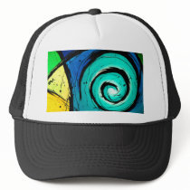 Funky Bright Swirls Abstract Art Painting hats