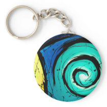 Funky Bright Swirls Abstract Art Painting Key Chains