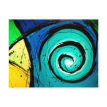 Funky Bright Swirls Abstract Art Painting Postcards