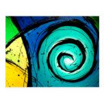 Funky Bright Swirls Abstract Art Painting Postcards