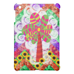 Funky Chevron Mosaic Tree Swirls Sunflowers Summer Case For The iPad Mini