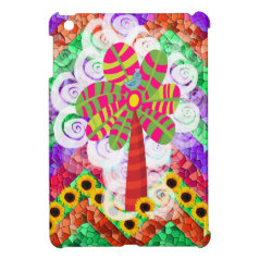 Funky Chevron Mosaic Tree Swirls Sunflowers Summer iPad Mini Covers