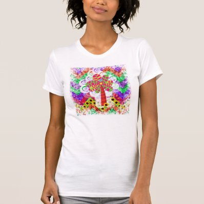 Funky Chevron Mosaic Tree Swirls Sunflowers Summer T Shirts