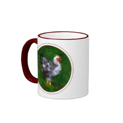 Funky Chicken with Rooster warning Mug by Woodswalker