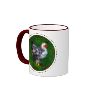 Funky Chicken with Rooster warning mug