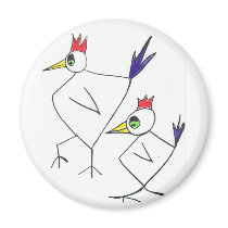 funky chooks Round Fridge Magnet by Kianmaartgallery funky chooks Round Fridge Magnet