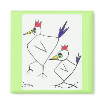 funky chooks Square Fridge Magnet