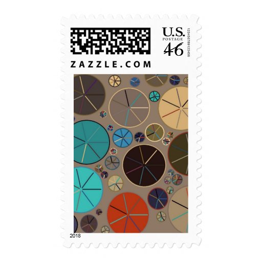 Funky Circles Brown and Aqua Postage