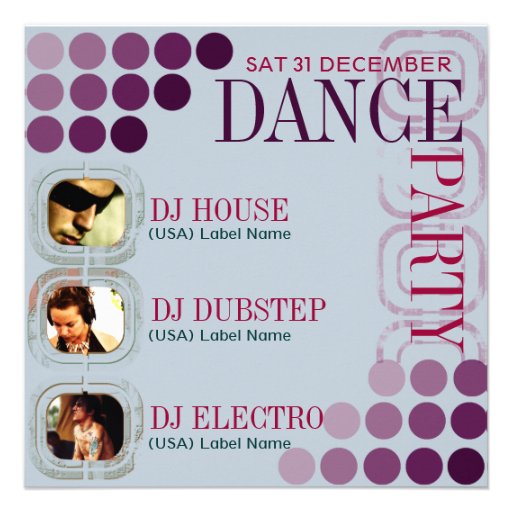 Funky Club DJ Dance Party w/ Photos Invitations